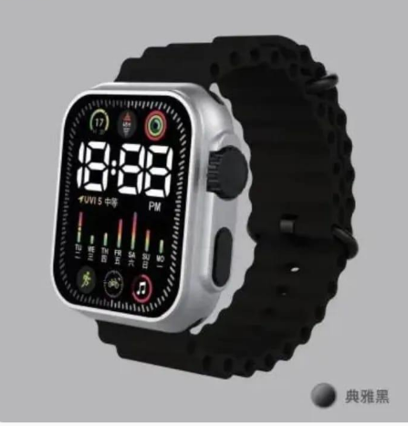 Unisex Waterproof Digital Display Watch - 1 Pc, Square Case with Textured Strap