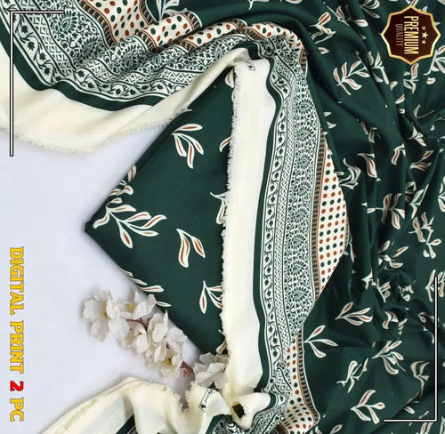 2 Pcs unstitched printed suit